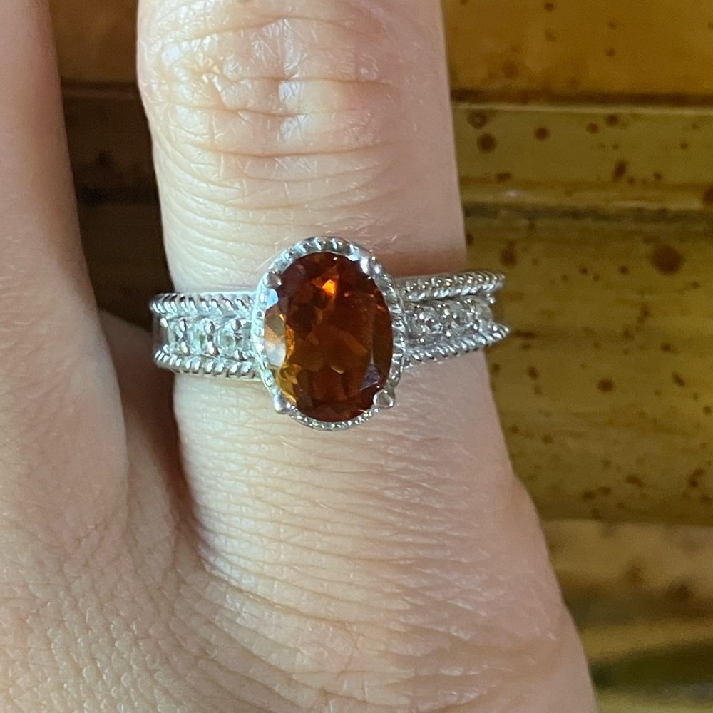 Natural Citrine Sterling Silver Ring Size 5